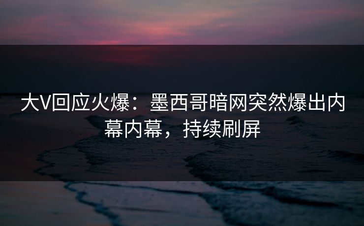 大V回应火爆：墨西哥暗网突然爆出内幕内幕，持续刷屏