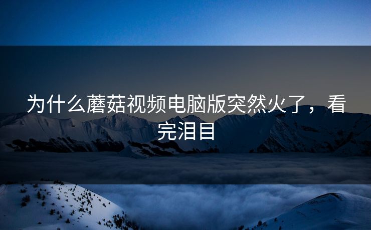 为什么蘑菇视频电脑版突然火了，看完泪目