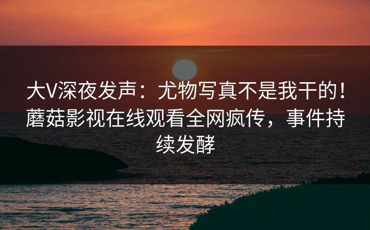 大V深夜发声：尤物写真不是我干的！蘑菇影视在线观看全网疯传，事件持续发酵