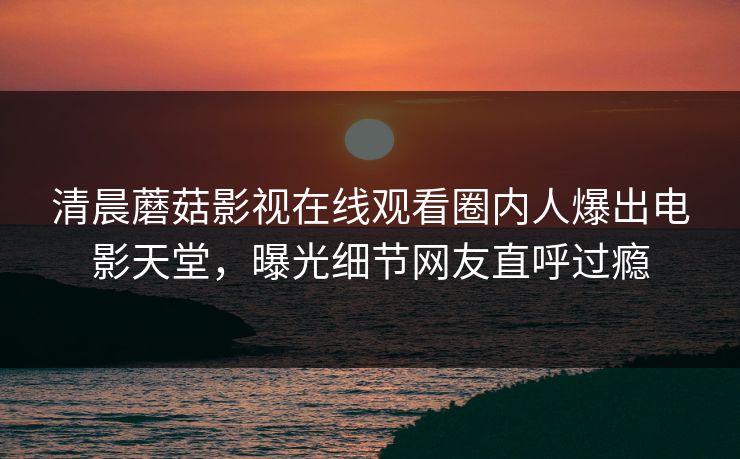 清晨蘑菇影视在线观看圈内人爆出电影天堂，曝光细节网友直呼过瘾
